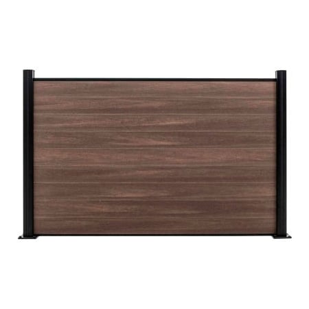 Jewett Cameron Companies Full Composite 6'W x 4'H King Cedar Aluminum/Composite Horizontal Fence-Starter Section-SURFACE MT EF US2214